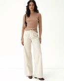 CALÇA WIDE LEG SARJA - BEGE