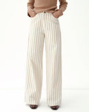 CALÇA WIDE LEG SARJA - BEGE