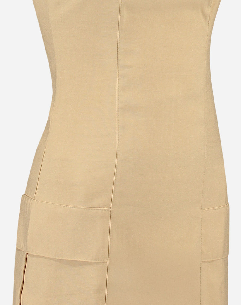 VESTIDO CURTO ACINTURADO ALFAIATARIA - AREIA