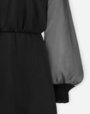 VESTIDO CURTO MANGA LONGA BUFANTE - PRETO