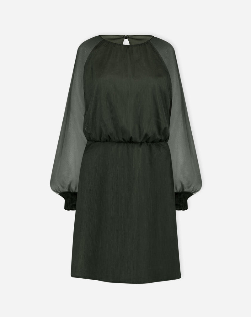VESTIDO CURTO MANGA LONGA BUFANTE - VERDE