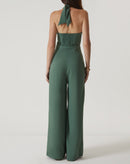 MACACÃO DECOTE V DE CREPE - VERDE