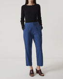 CALÇA SLIM CROPPED DE ALFAIATARIA - AZUL