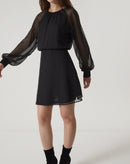 VESTIDO CURTO MANGA LONGA BUFANTE - PRETO