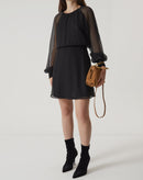 VESTIDO CURTO MANGA LONGA BUFANTE - PRETO