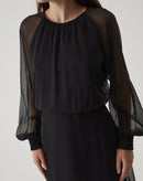 VESTIDO CURTO MANGA LONGA BUFANTE - PRETO