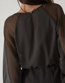 VESTIDO CURTO MANGA LONGA BUFANTE - VERDE