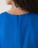 VESTIDO COM DECOTE HALTER E MOULAGE - AZUL