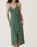 VESTIDO COM FENDA FRONTAL - VERDE