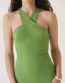 VESTIDO ALÇAS TRANSPASSADAS DE ALFAIATARIA - VERDE