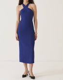 VESTIDO ALÇAS TRANSPASSADAS DE ALFAIATARIA - AZUL