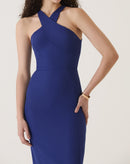 VESTIDO ALÇAS TRANSPASSADAS DE ALFAIATARIA - AZUL