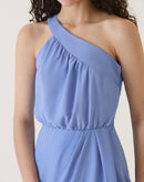 VESTIDO CURTO ASSIMÉTRICO - AZUL