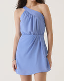 VESTIDO CURTO ASSIMÉTRICO - AZUL